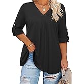 Siddhe Plus Size Tops for Women 3/4 Sleeve Shirts V Neck Blouses Tunic Top Spring Summer 2026