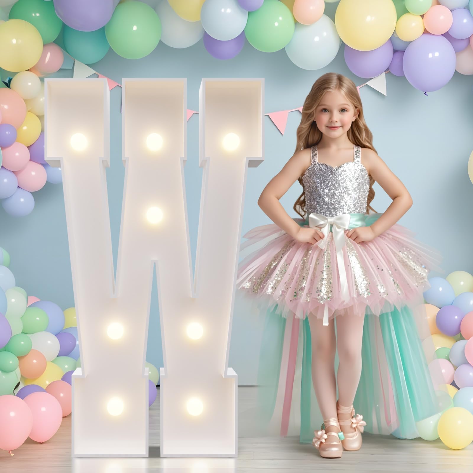 Photo 1 of JoyMuse Marquee Letters 3 Feet Tall, Light Up Letters 3FT with Lights, Large Letters for Party, Letter W Light Up Letters for Baby Shower Wedding Proposal Graduation Birthday Decorations