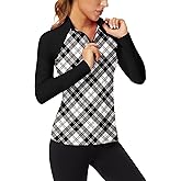 Soneven Women's Quarter Zip Polo Collared Golf Shirt Moisture Wicking Shirts Slim Fit for Casual Work