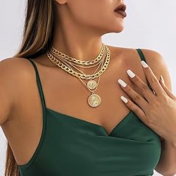 Gold Layered Necklaces for Women Chunky Choker Link