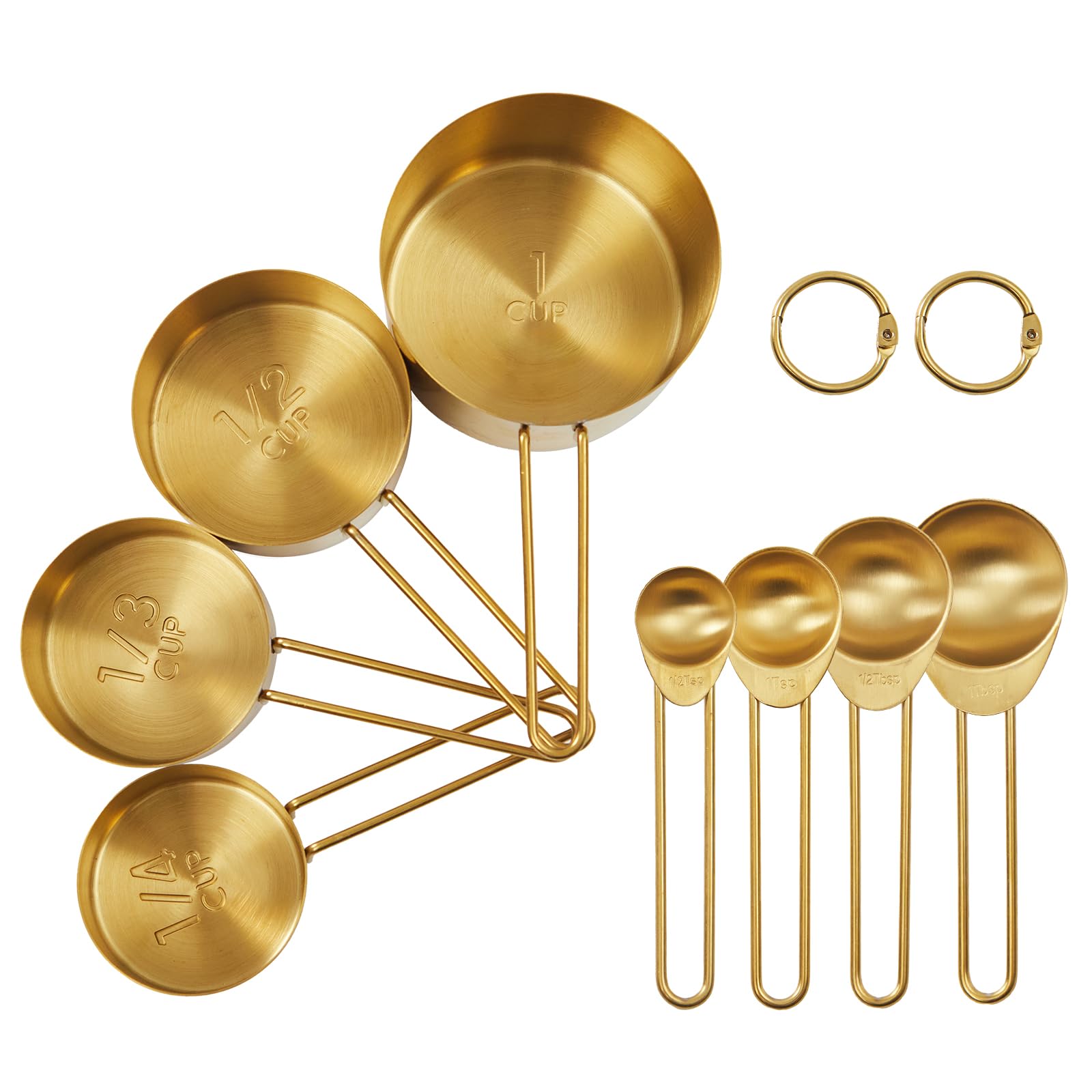 Photo 1 of Golden 304 Stainless Steel Measuring Cups and Spoons Set,8PCS Stackable & Long Handle Fits Narrow Jars, Premium Gold Kitchen Accessories for Liquid & Dry Ingredients Baking Cooking, Durable&Rust-Proof