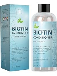 Natural Biotin Conditioner For Hair Loss - DHT Blocker Hair Growth Hair Follicle Stimulator - Dry Damaged Hair Treatment Sulfate Free With Aloe Vera Jojoba Oil Sea Buckthorn (16oz Conditioner)
