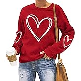 UXQIEN Valentine Day Sweatshirt for Women Sweet Love Heart Graphic Casual Long Sleeve Pullover Tops for Her Lover Tees Shirt