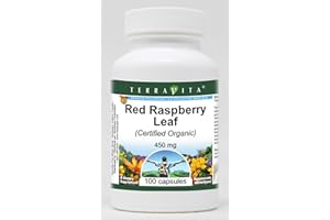 TERRAVITA Red Raspberry Leaf (Certified Organic) - 450 mg (100 Capsules, ZIN: 518667) - 2 Pack