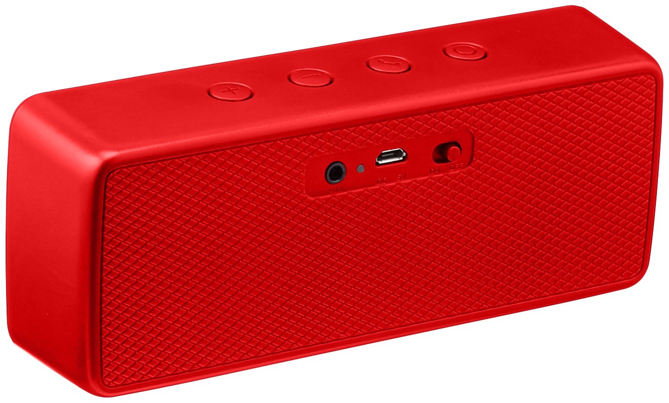 Amazon Basics Portable Wireless 2.1 Bluetooth Speaker, Red Buy Online