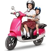 24V Kids Electric Motorcycle, 2-Seater Ride on Scooter for Kids 8-14, Rose | 250w Brushless Motor, 12'' All-Terrain Tires, 2 Speed Option, 60mins Run Time, Ride On Toys with Bluetooth &amp; Music