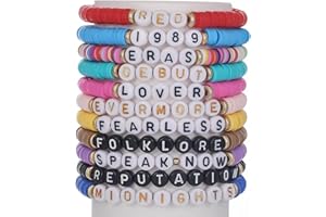 Lssfadccx Taylor Love Bracelet, 1989 Anti-Hero Fearless Midnight Bracelets for Women Girls, Rope Weaving Colorful Letter Beads Adjustable Friendship Bracelet