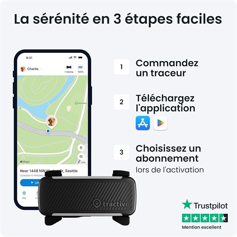 – Collier GPS Chien Connecté, Bundle avec Coque Olive | Édition 2025 | Localisation GPS en Direct | Alertes Anti-fugue et de Santé | Moniteur de Signes Vitaux | Leader du Marché (Noir)