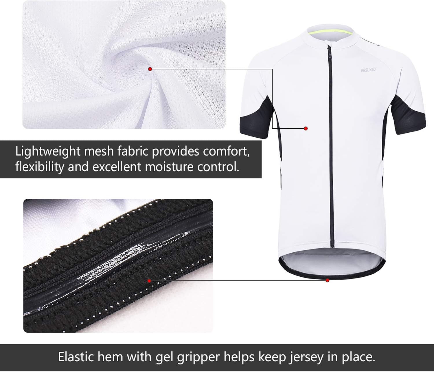 ARSUXEO Men's Short Sleeves Cycling Jersey Bicycle MTB Bike Shirt 636: Clothing