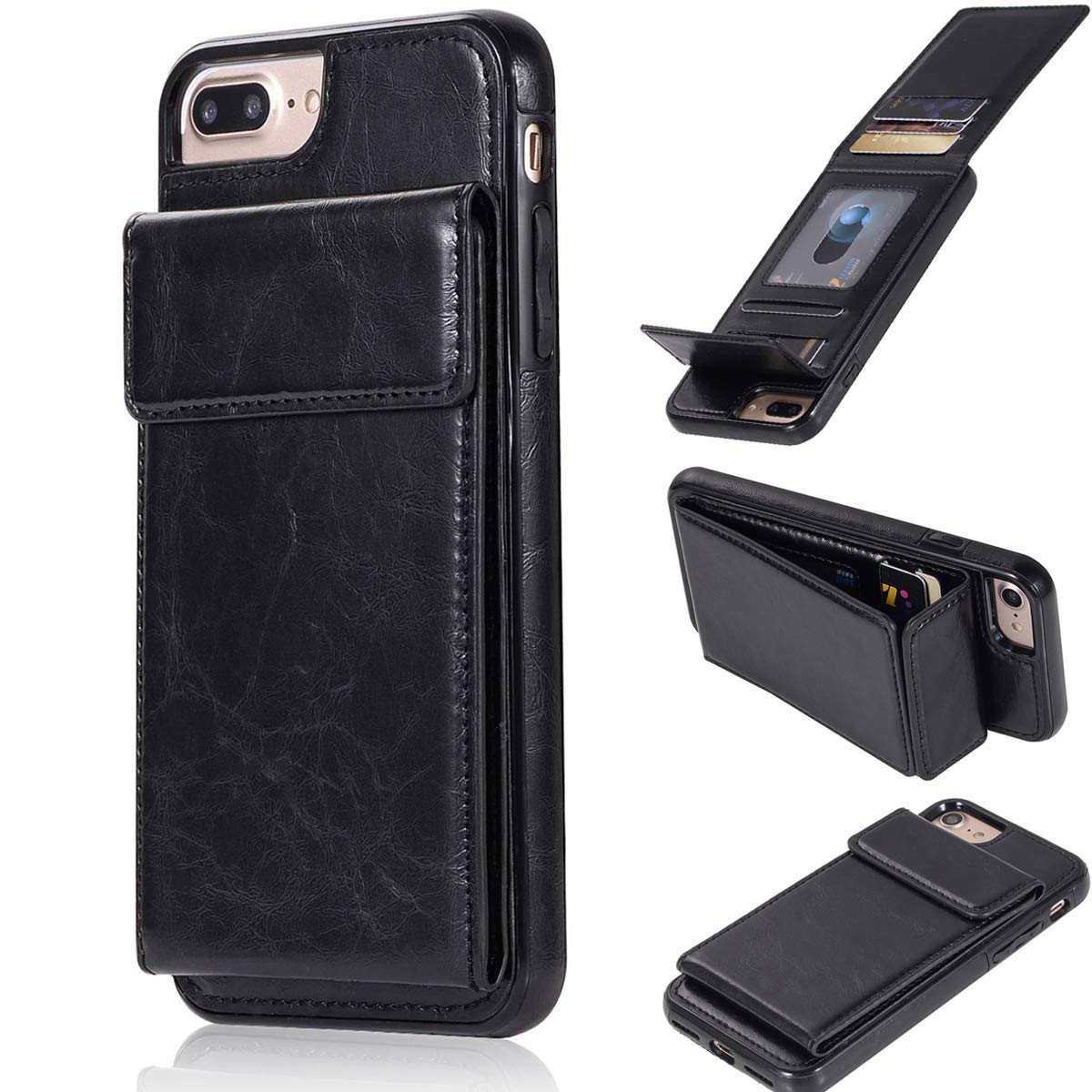 bangcool IPhone 8 Plus Wallet Case IPhone 7 Plus Case with Wallet Credit Card Holder Slim Shockproof Flip Case Cover for IPhone 7 Plus/8 Plus