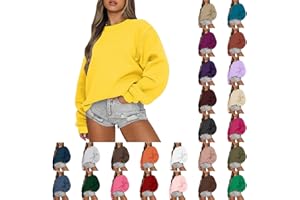 slqdgmryz Oversized Crewneck Sweatshirt Women Long Sleeve Fleece Pullover Loose Solid Sweatshirts Hoodie Fall Fashion 2023