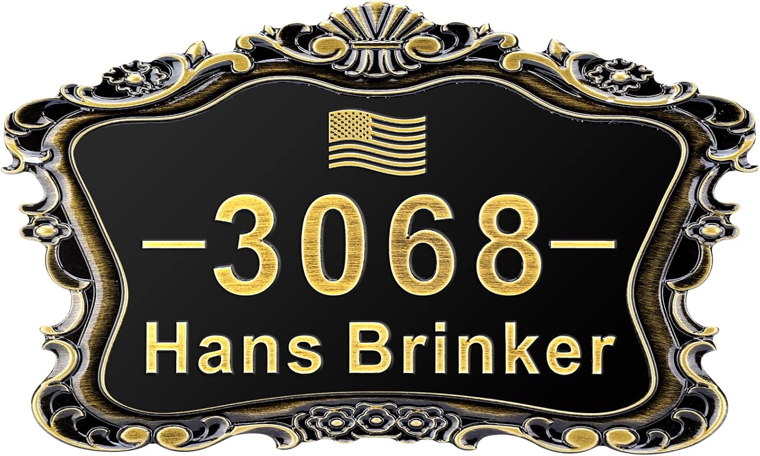 Plaques & Wall Art - MORIDA Personalized Cast Address Sign House Number Home Address Plaque 12 Inch, Custom Steet House Number Sign, Metal or Acrylic Antique Brass for Outside Vintage