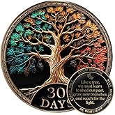 MilestoneMint 30 Days Sobriety Coin Tree of Life Gift Set | Anniversary Sobriety Gifts for Men & Women | AA Coins and Medallions with Token Capsule, Stand & Card | 3D Texture, Recovery AA Chips