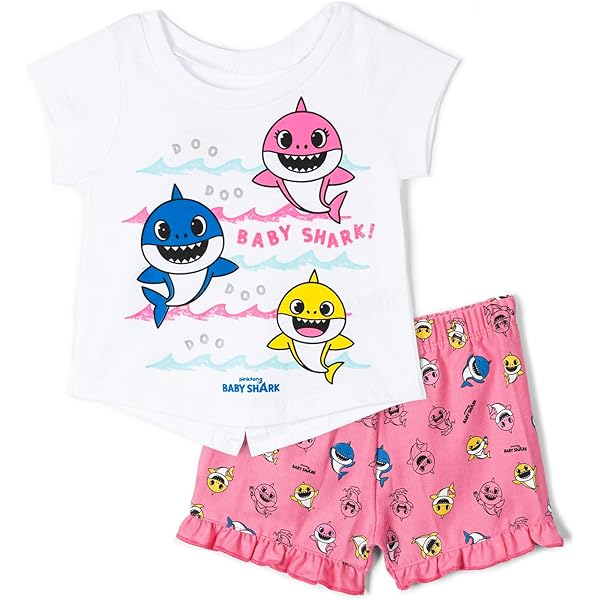 Amazon Family Baby Shark Pajamas Baby Shark 4-Piece Cotton Pajama