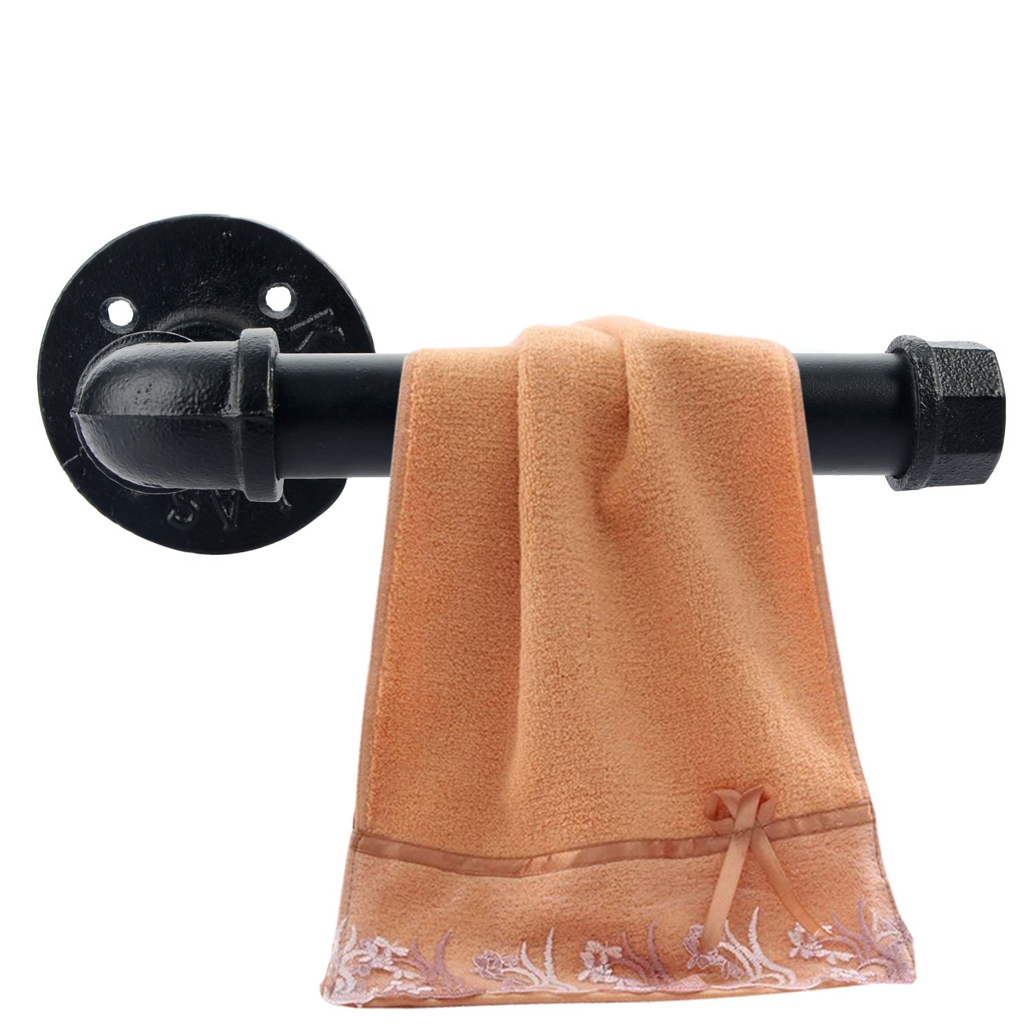 Toilet Paper Holders, Industrial Iron Pipe Shelf/ Toilet Tissue Roll Holder - with Wall Mounted Bathroom Shelf - Black