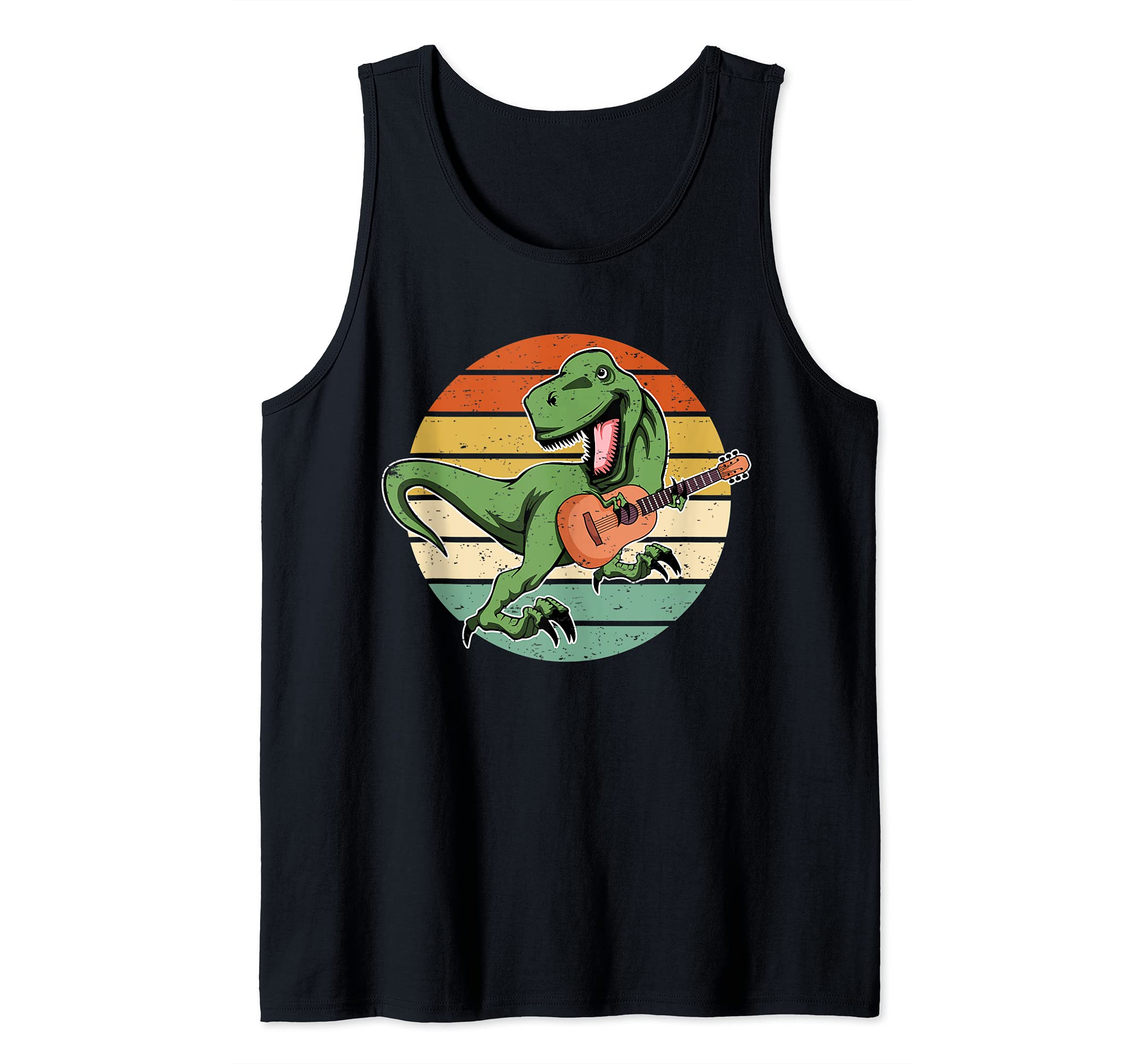 Dinosaur Guitar Player T-Rex Guitarist Acoustic Guitar Tank Top
