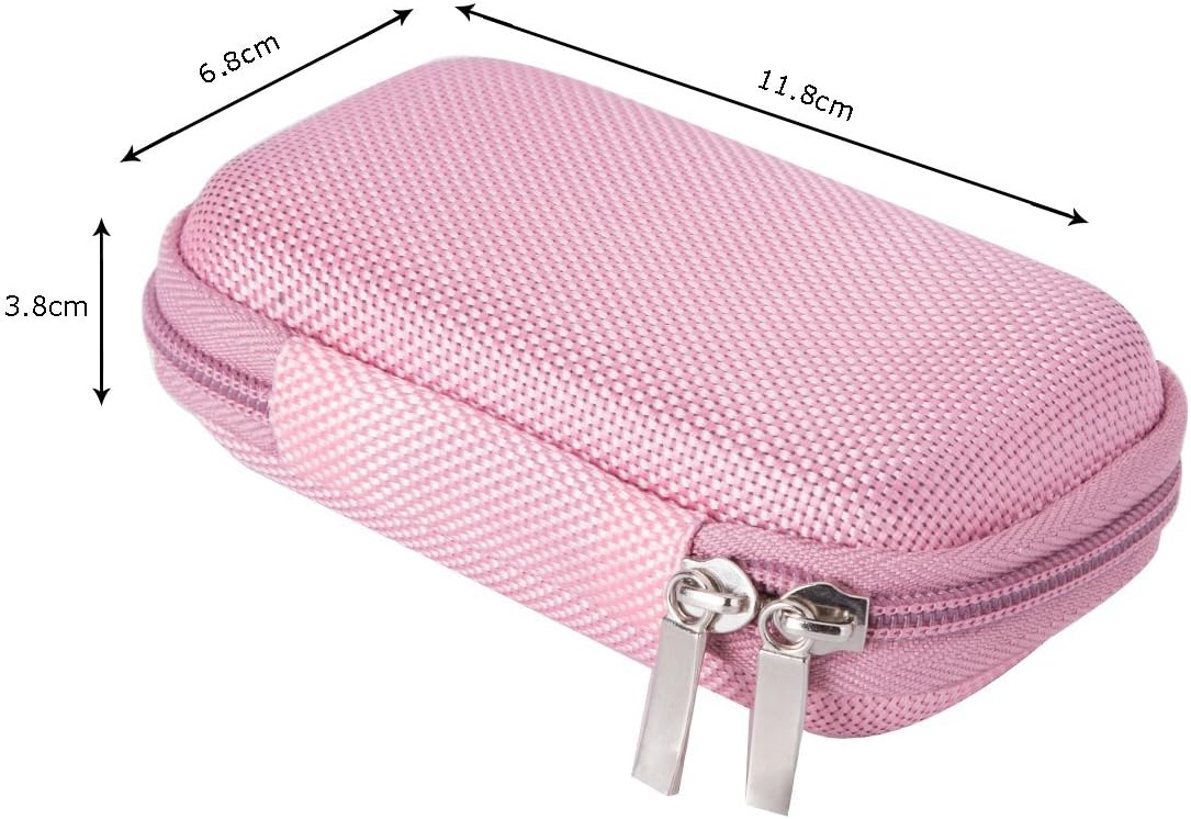 AGPTEK MP3 Player Case, Portable Clamshell Headphones Cover, Holder with Metal Carabiner Clip, for 1.8 inch MP3 Players, iPod Nano, iPod Shuffle, Apple Airport, Pink