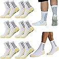 Looknniy 10 Pairs Grip Soccer Socks for Men Anti Slip Athletic Non-Slip Socks for Sports Football Basketball