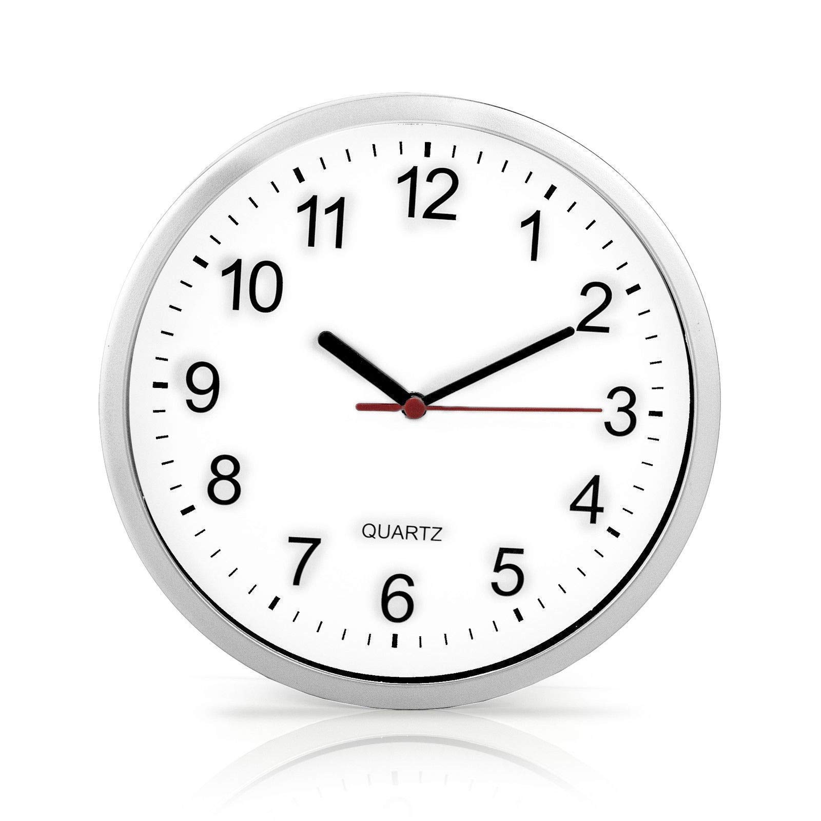 Silver Plastic Wall Clock, 23cm (1 Piece) - Battery-Operated, Decorative Timepiece for Home & Office Spaces
