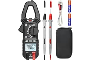 FKM Digital Clamp Meter Multimeter Tester TRMS 6000 Counts Auto-ranging Amp Voltage Tester,for AC Current,AC/DC Voltage,NCV Detection,Resistance,Capacitance,Continuity,Hz/Duty Cycle,Diode,Temp Test