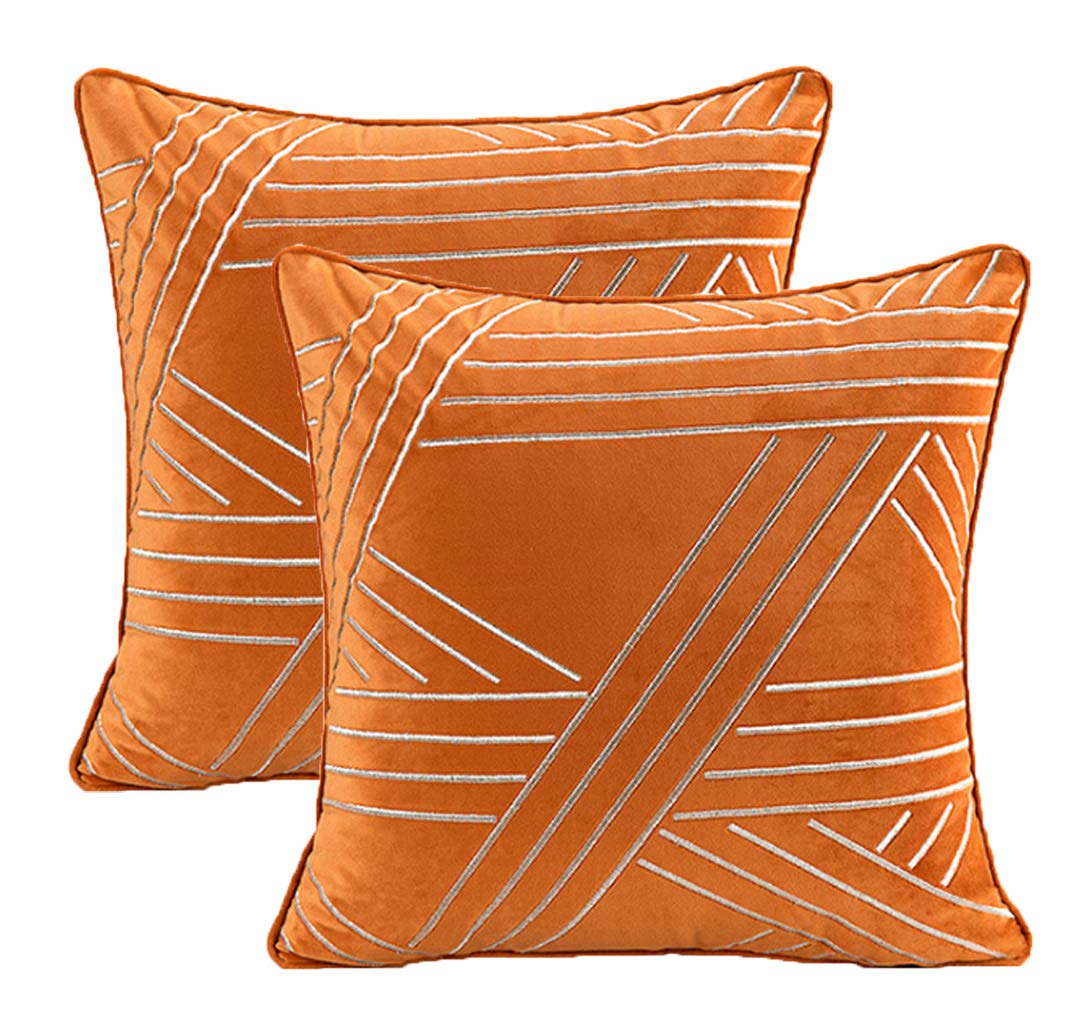 ZUODU 2pc Classic Orange Jacquard Decorative Pillow Cover Cushion Cover