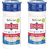 Redmond Real Sea Salt - Natural Unrefined Gluten Free Fine, 10 Ounce Shaker (2 Pack)
