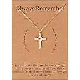 Lcherry Graduation Gifts Cross Necklace for Women, 18k Gold-plated Cubic Zirconia Faith Cross Pendant Necklace
