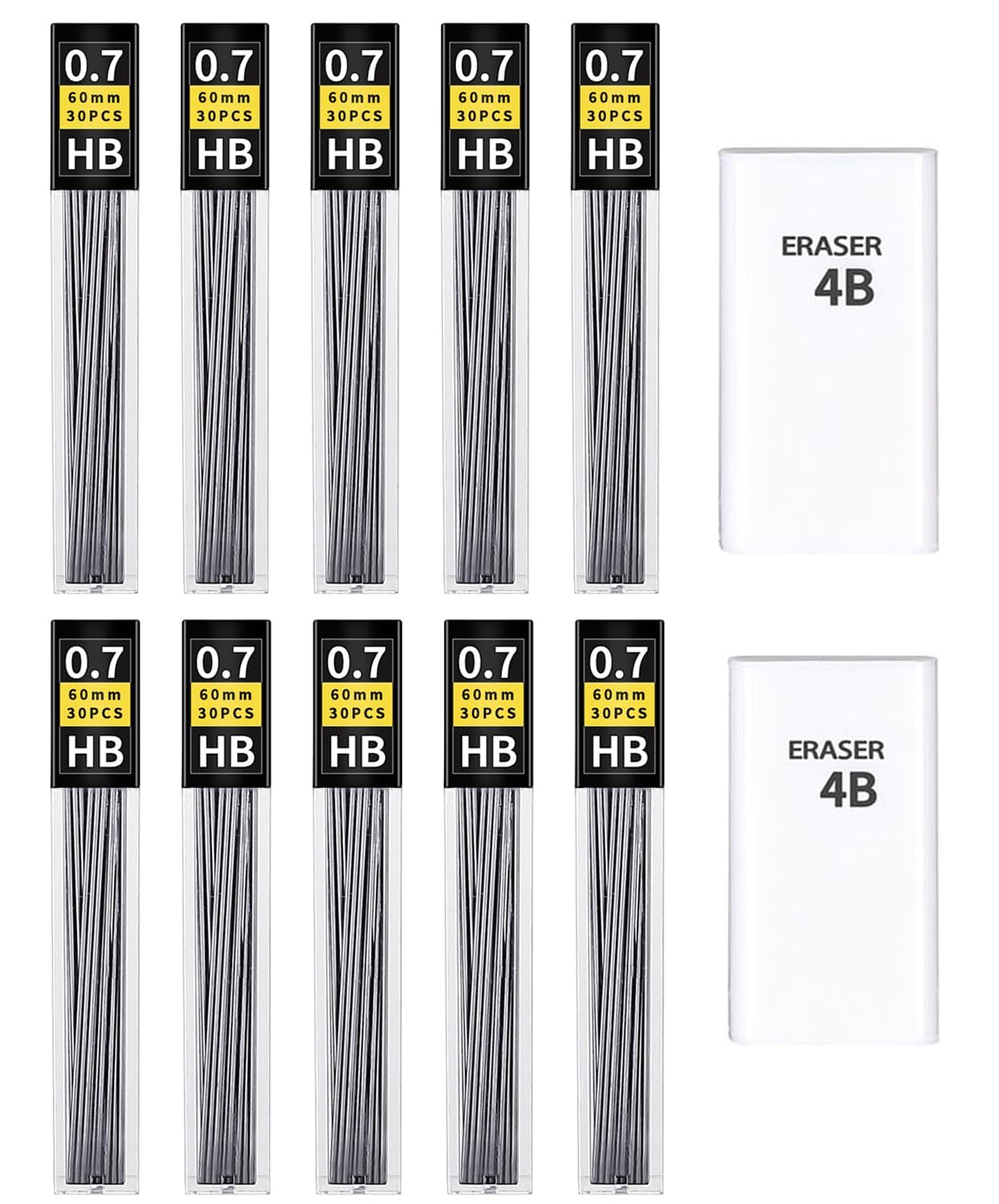 KMEIVOL 450 Pcs 0.7 mm pencil lead, Break Resistant HB Pencil Lead Refills 0.7 With 2 Eraser For Mechanical Pencils 0.7