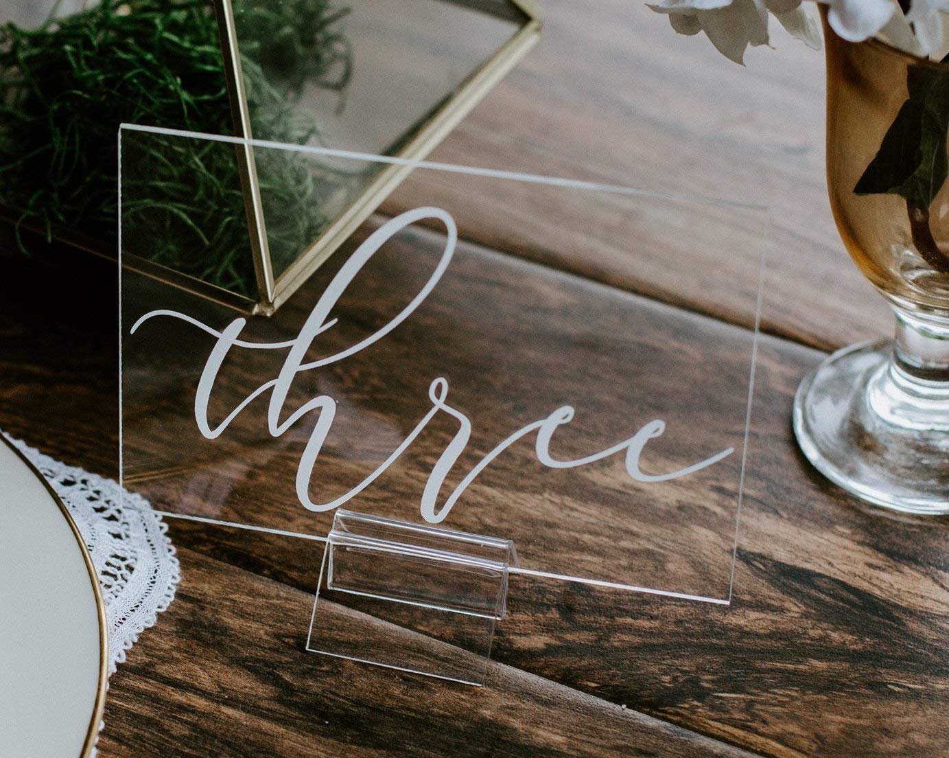 Amazon.com: Acrylic Table Number Sign With Stands, Clear Glass Look