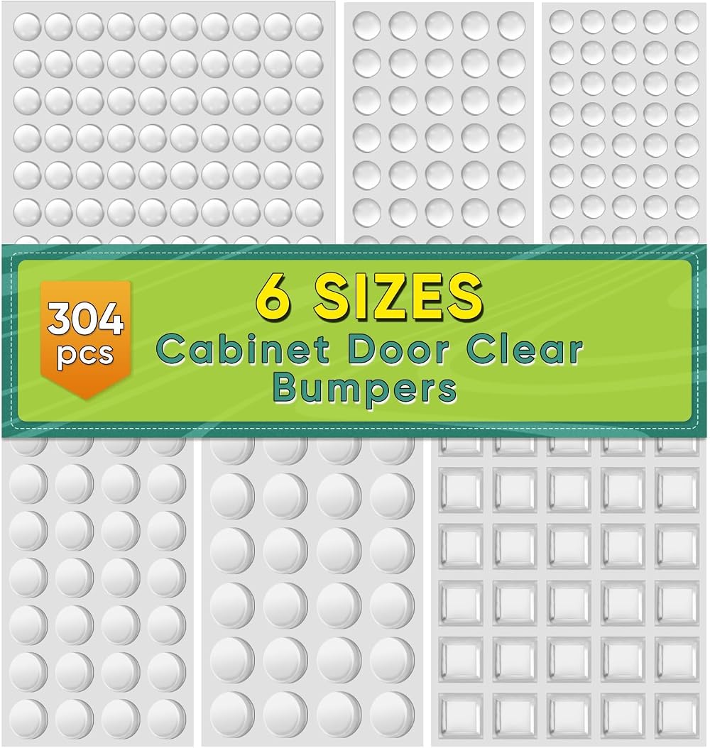 ONUEMP 304pc Clear Rubber Feet Pads Bumpers 6 Sizes Cabinet Door Drawer Glass