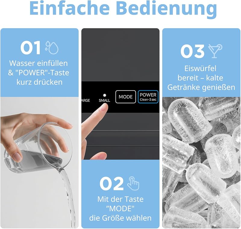 Eiswürfelmaschine, Ice maker, 12 kg/24 Std.,Selbstreinigungsfunktion
