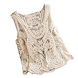 VonFon Women Lace Floral Sleeveless Crochet Knit