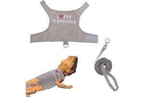 Bearded Dragon Leash and Harness Set, Cute Adjustable Lizard Reptile Harness Costume Clothes with Short Leash for Small Pets 