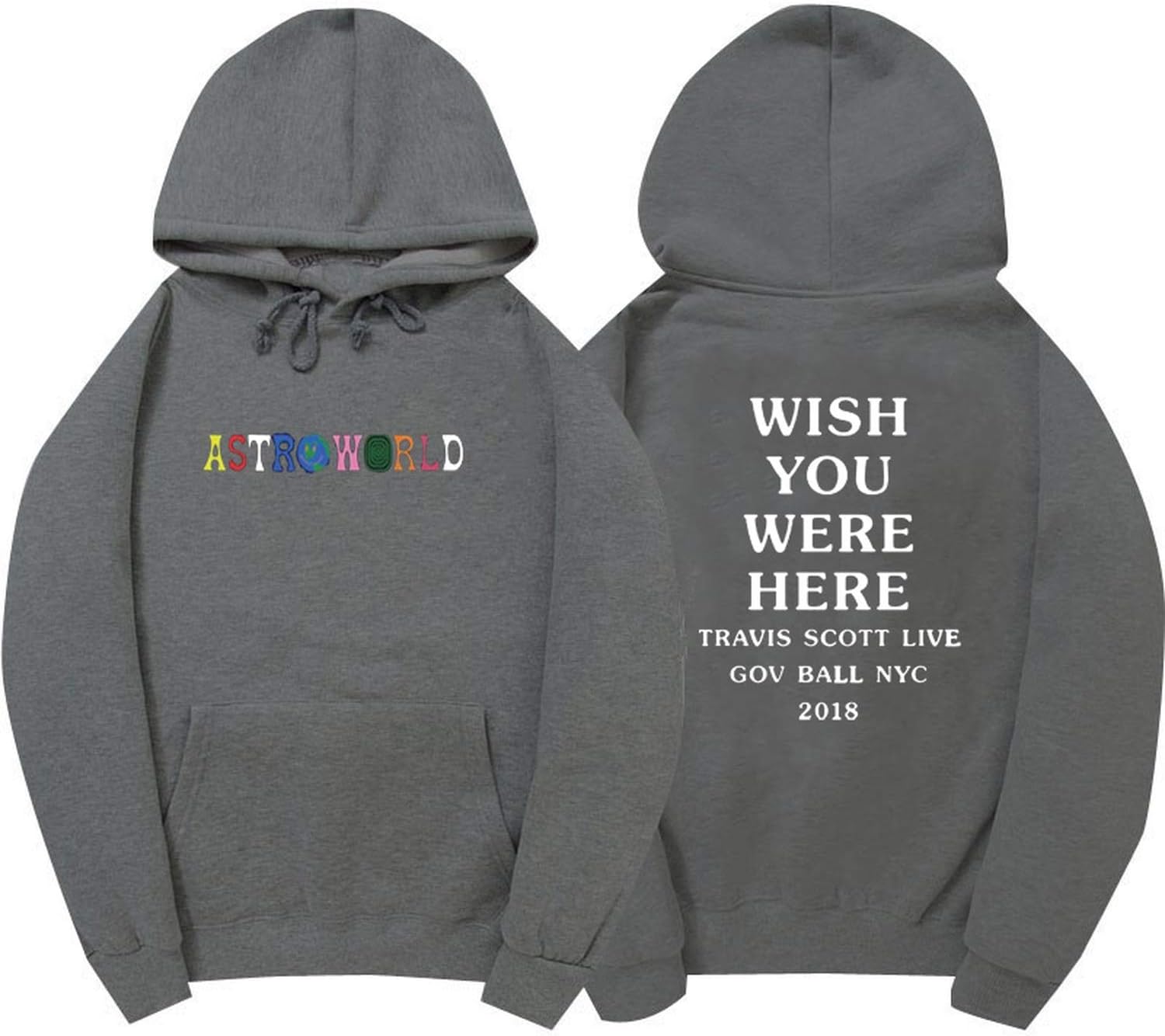 Travis Scott Astroworld Hoodies Letter Print Hoodie Streetwear Man and Woman Pullover Sweatshirt, (XXL, Dark Gray XMS65)