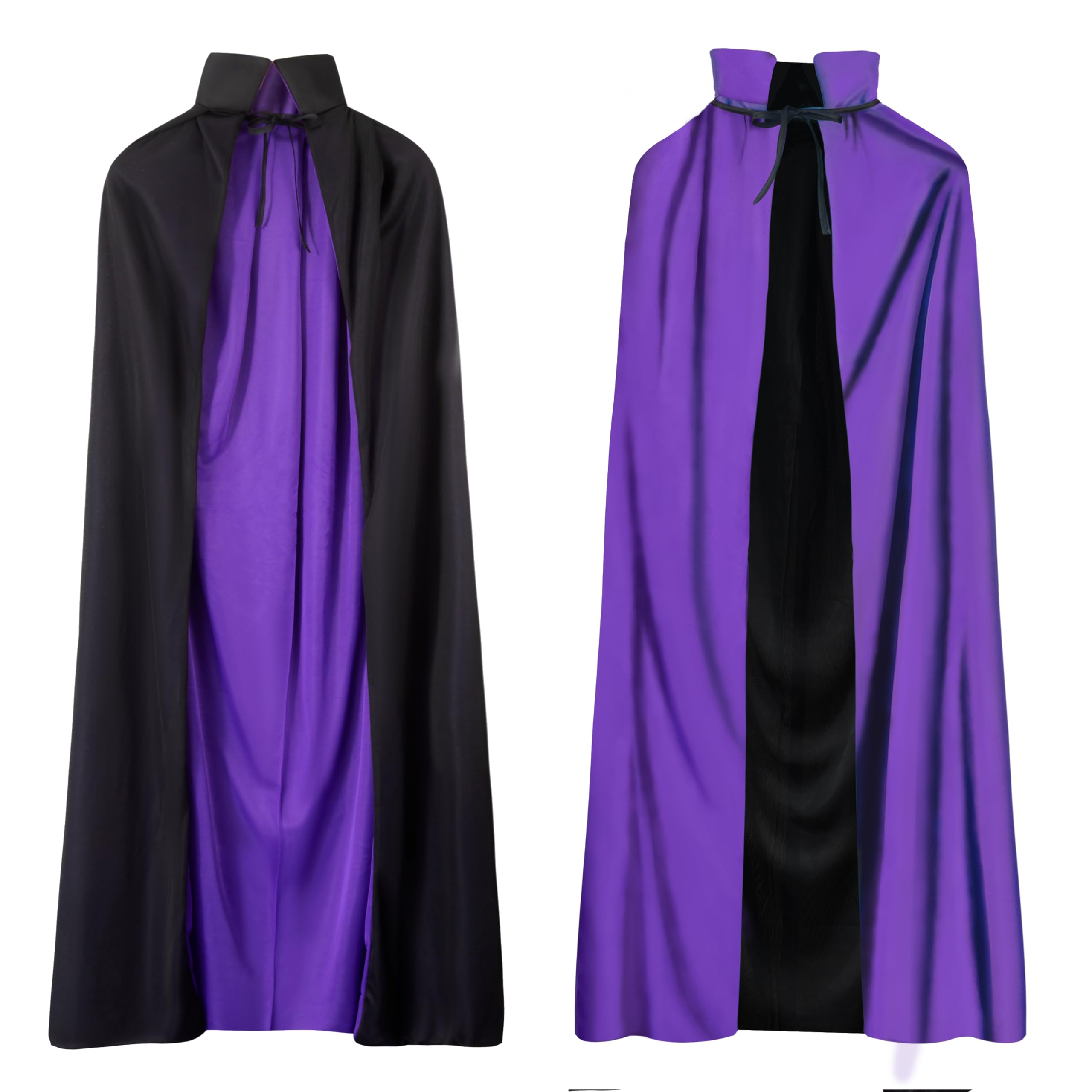 A-SZCXTOP Halloween Vampire Cape,Unisex Reversible Stand Collar Cloak,Cosplay Masquerade Costume (Purple, Small - 90cm/35 for Kids)