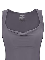 REORIA Women's Summer Cowl Neck Mesh Sleeveless