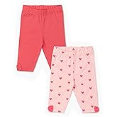 MONICA + ANDY Baby Leggings, 100% Organic Baby Clothes for Girls, 2 Pack Pull On Leggings, Sizes for Newborn & Infant