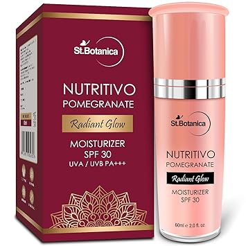 StBotanica NUTRITIVO Pomegranate Radiant Glow Moisturiser SPF 30, 60ml - With Natural Botanicals For Bright & Clear Complexion, No Parabens, Silicones