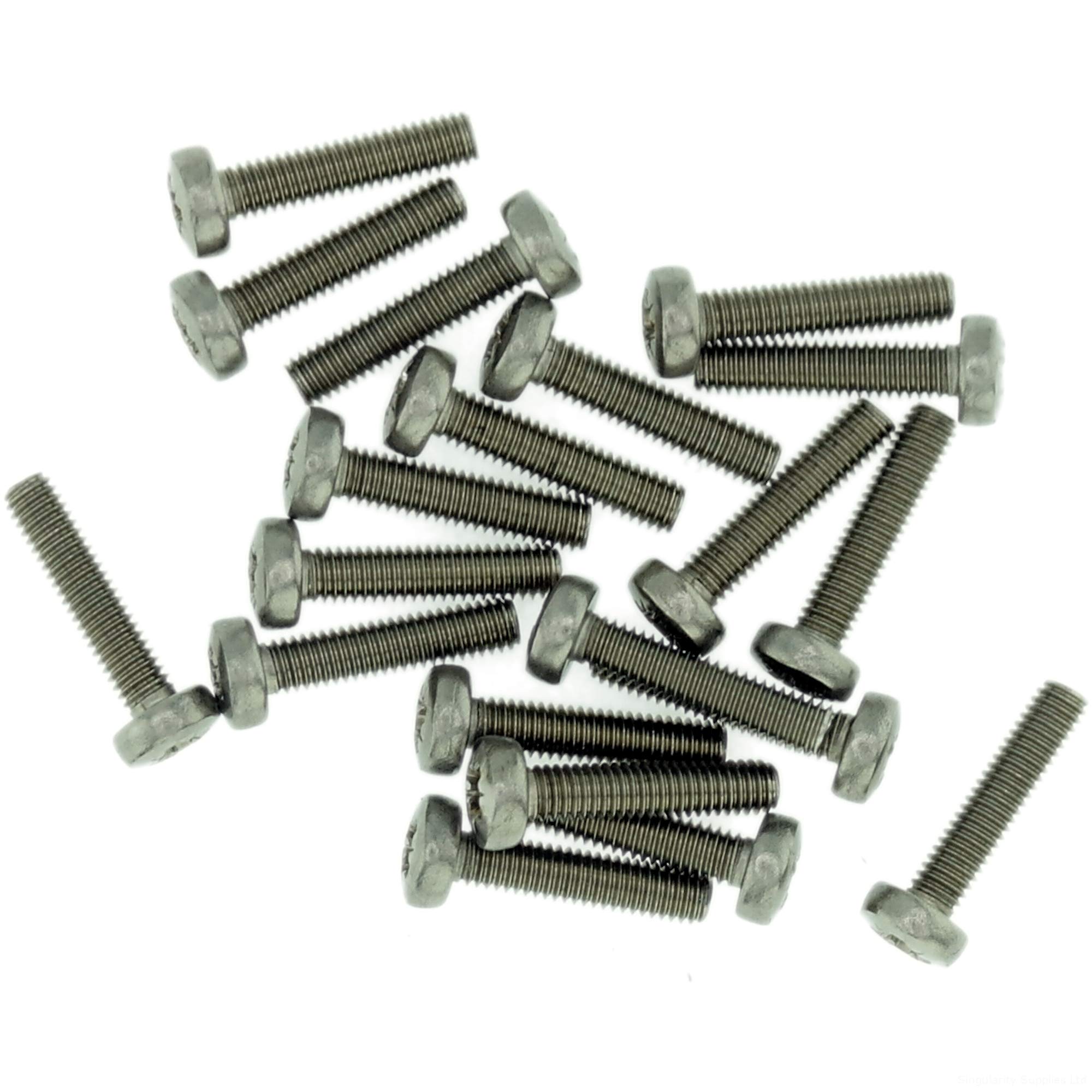 M3.5 (3.5mm x 25mm) Pozi Pan Machine Screw (Bolt) - Stainless Steel (A2) (Pack of 20)