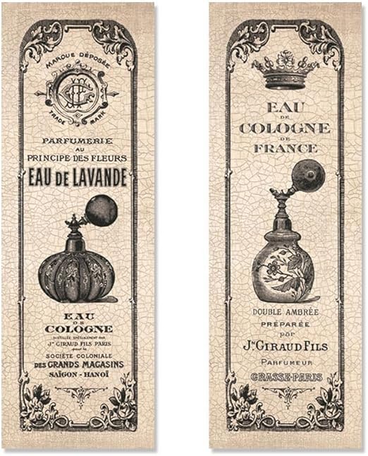 Amazon Com 2 Vintage French Perfume Cologne Bottle Hotel Bathroom Art Prints Ornate Decor 6x18 Vintage Bathroom Decor Wall Art
