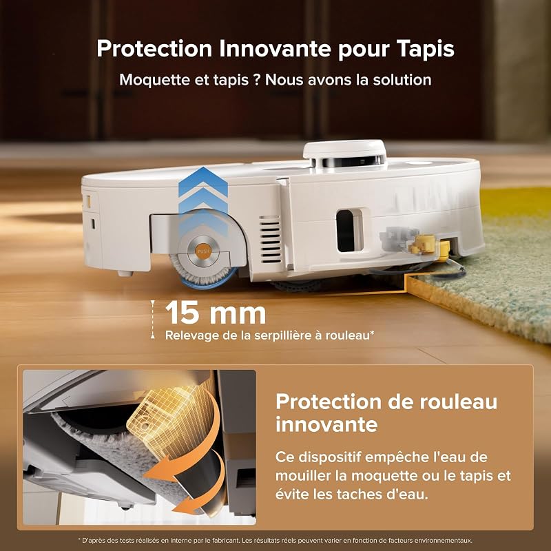 Qrevo Curv 2 Flow Aspirateur Robot Laveur Roller, 20 000 Pa