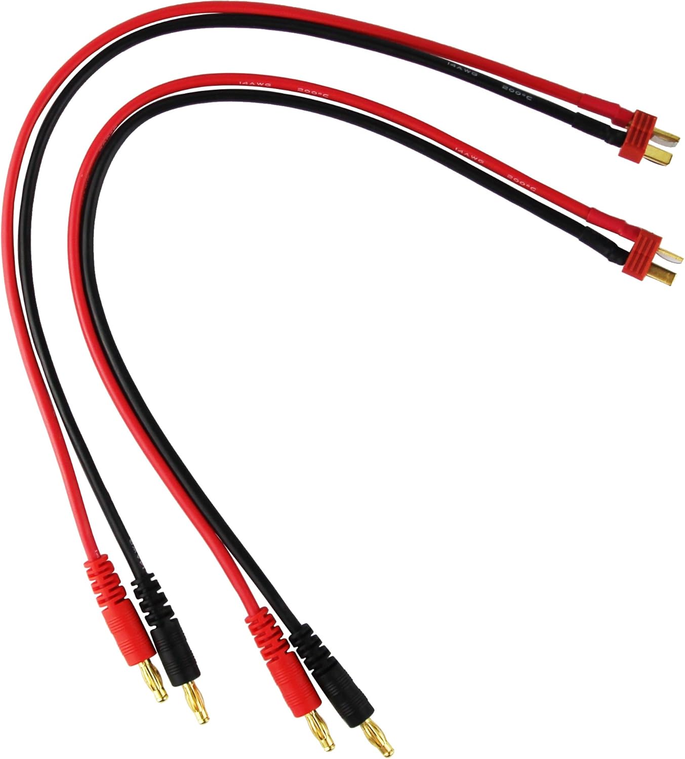 OliYin Battery Charge Cable, 2 x Anti-skid T plug to 4.0 Banana Plug, 14awg Silicone Wire, 30cm/11.8in Cable(pack of 2) - Image 3