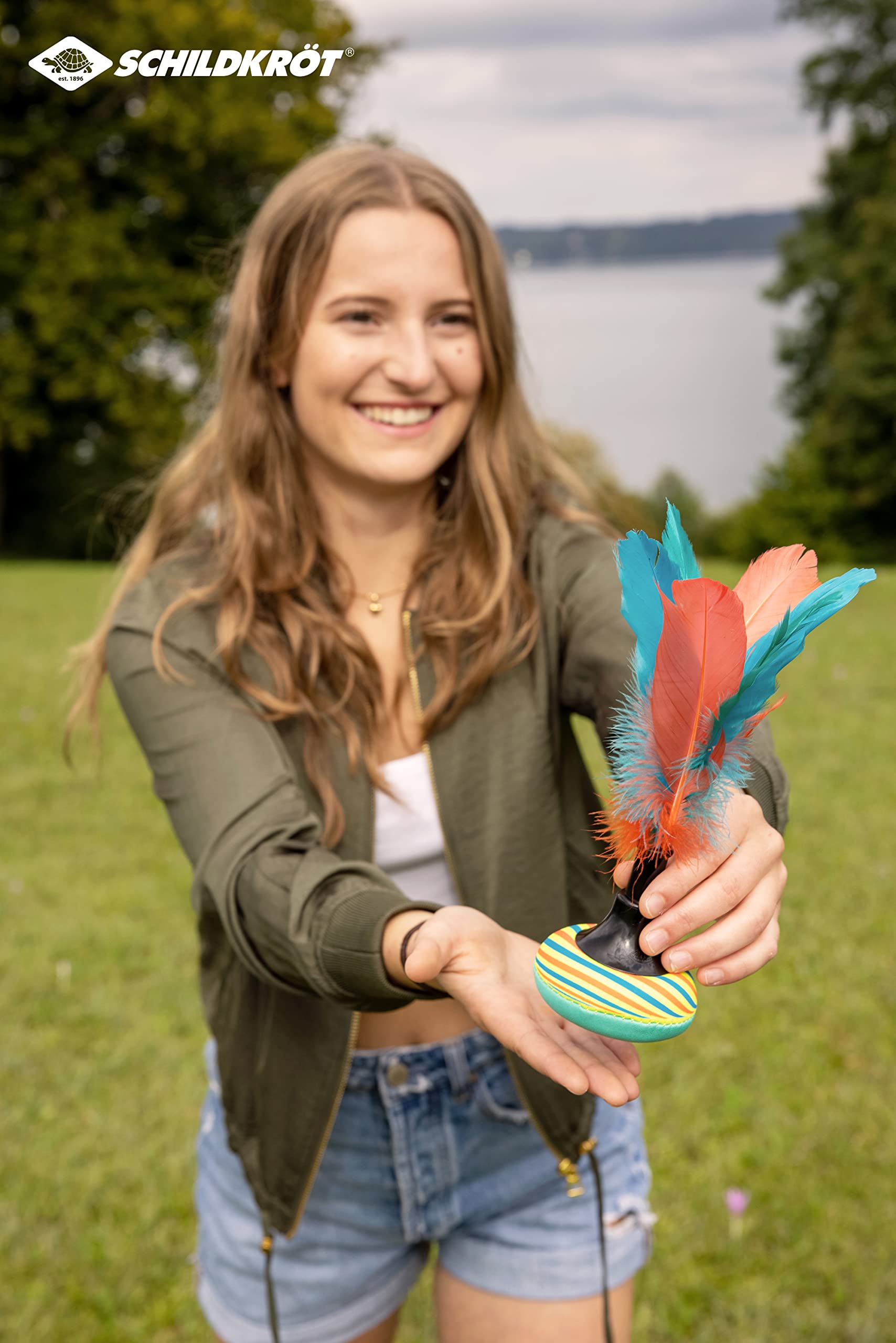 Schildkröt Neopren Peteca – Handfederball mit weicher Schlagfläche – Trend-Spiel aus Südamerika – Indiaca – Brazilian Shuttle
