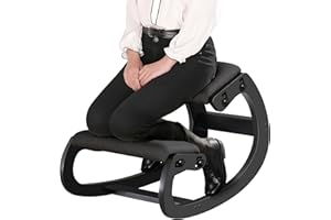 Predawn Adjustable Ergonomic Kneeling Chair – Custom Height Rocking Posture Stool with Thick Cushions, Solid Wood Frame, Knee Support Seat for Adults, Office or Meditation Use (Onyx Black)