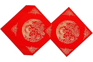 Jiangbered 20 Pieces New Year Couplets Chinese Red Xuan Doufang Paper Chunlian Duilian Blank Fu Character Paper Writable Desi