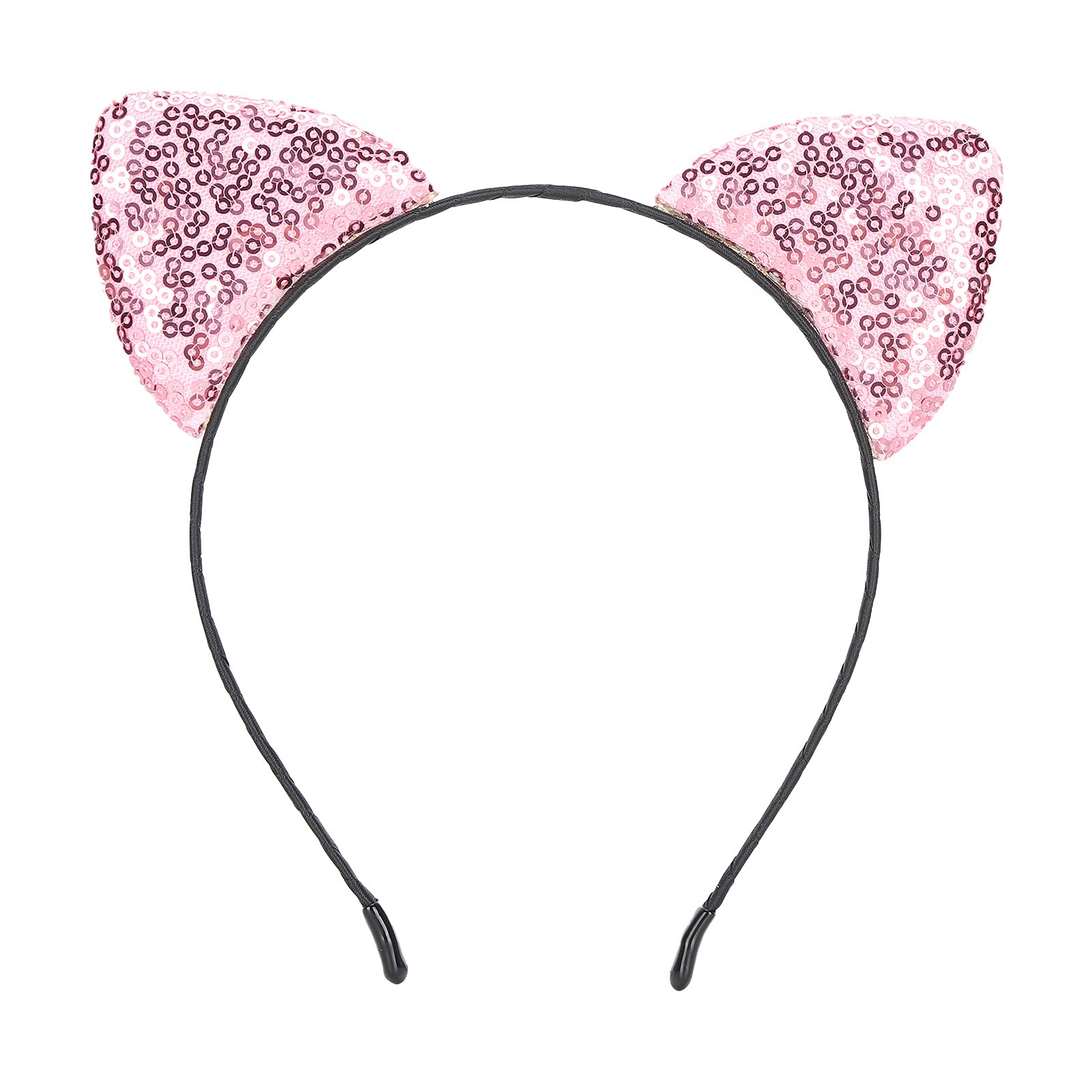 Cat Ear Headband Cute Reversible Sequin Kitty Headband Shiny Cat Ear Hair Hoops Women's Kitty Hair Accessories for Party Daily Life Weddings(PINK)