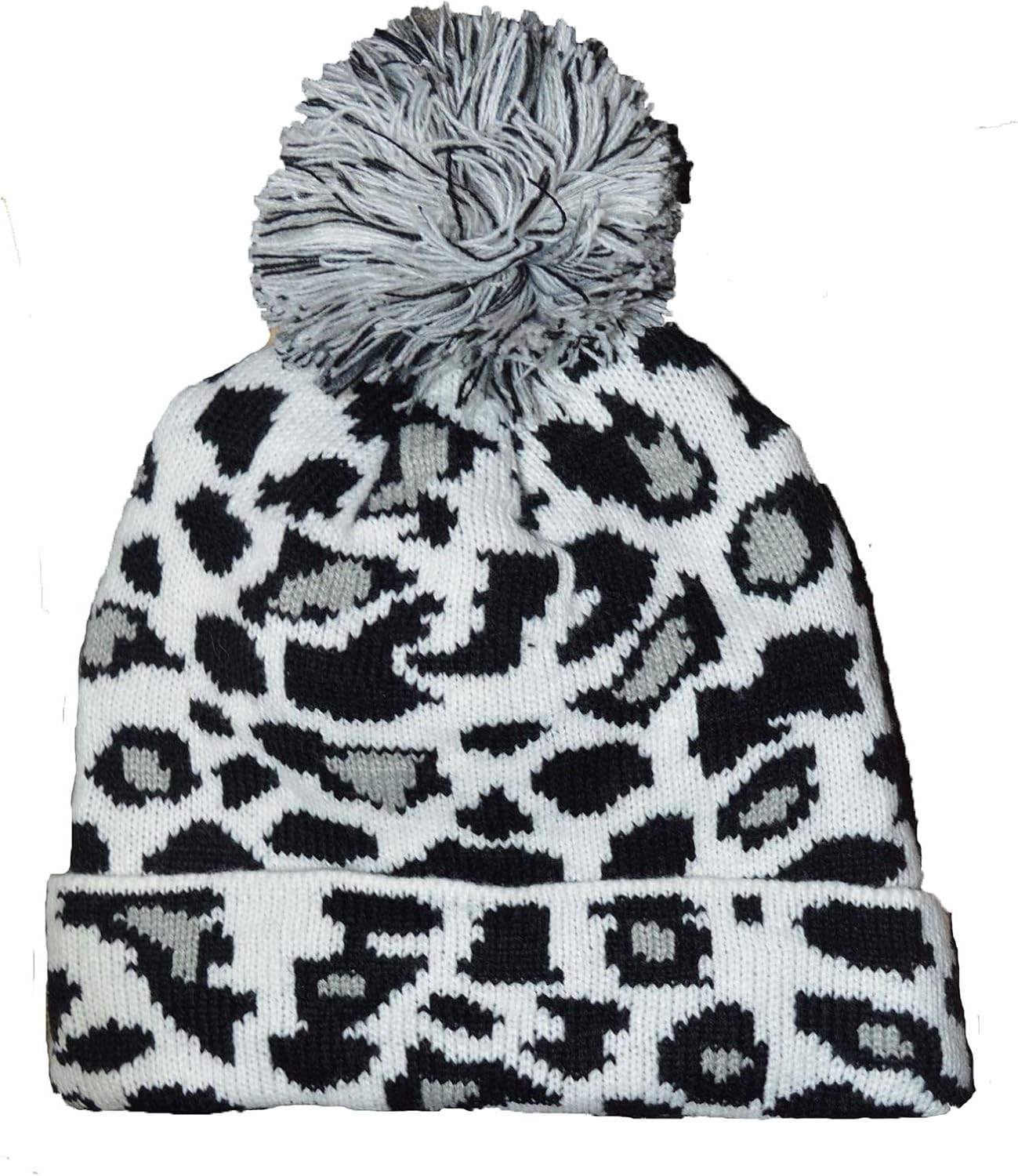leopard print bobble hat