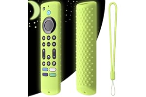 HI COLOR 6.2 Inch Silicone Cover for 2023 Fire TV Stick 4K Max 2nd/Fir TV Omni Series/FireTV 4-Series Remote,Toshiba/Insignia FirTV Remote Cover with Lanyard(Glow Green)