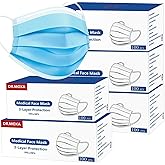 DR.MOXA 500 Pack Disposable Medical Face Masks (5 Boxes, 100pcs/Box) -3 Ply Face Mask for Adults Blue