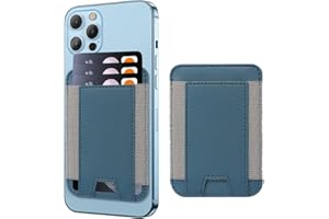 ZOYINSGU Magnetic Wallet Card Holder for Apple iPhone with Magsafe, Wallet for iPhone 14 / 13 / 12 Series, Leather Mag Safe Wallet for iPhone 14 13 12 Pro Max Plus Mini, Stretchy Fabric Fit 8 Cards, Navy